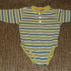 Gymsport Gymboree XS Green Striped Bodysuit One Piece Romper Vintage 1998